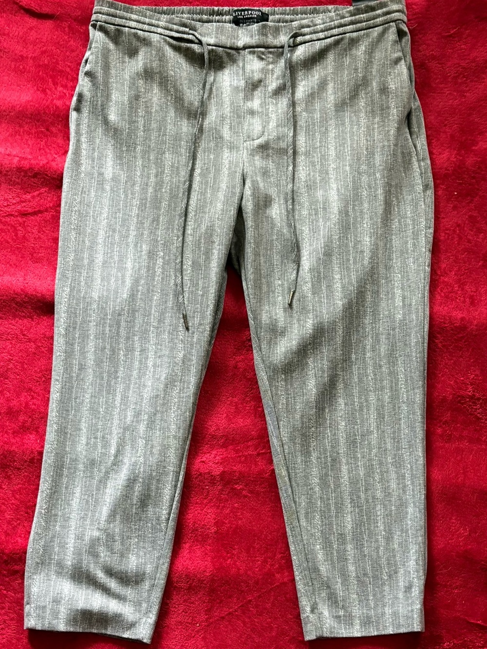 Liverpool LA Pull On Drawstring Pants Black Pewter Plus Size 18W LY7227TK44